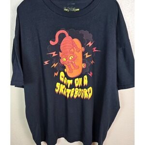 Cat On A Skateboard Skater T-shirt Officially licensed art from Ole Ivar Rudi XL